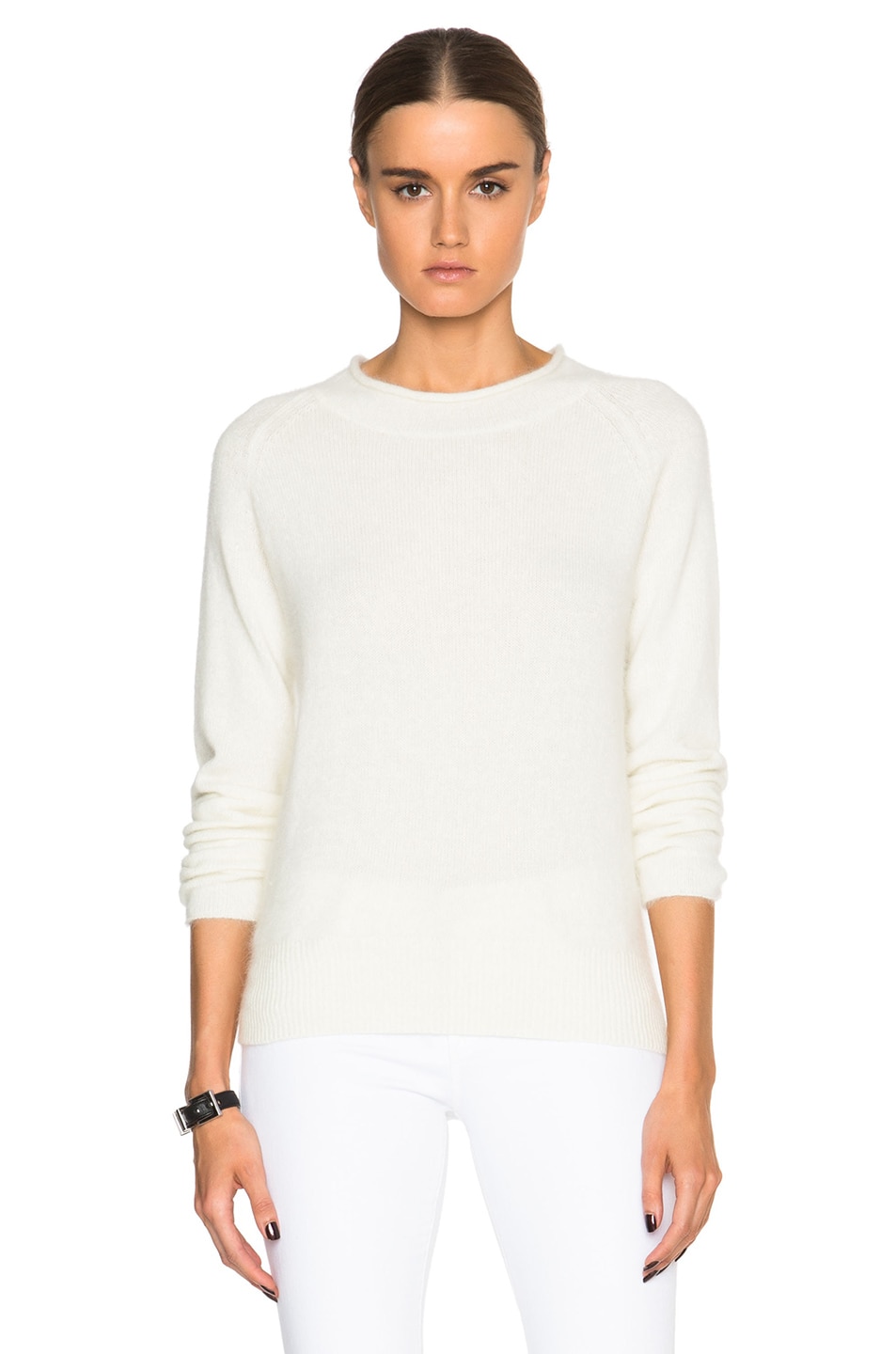 Image 1 of NICHOLAS Angora Roll Neck Sweater in Pearl
