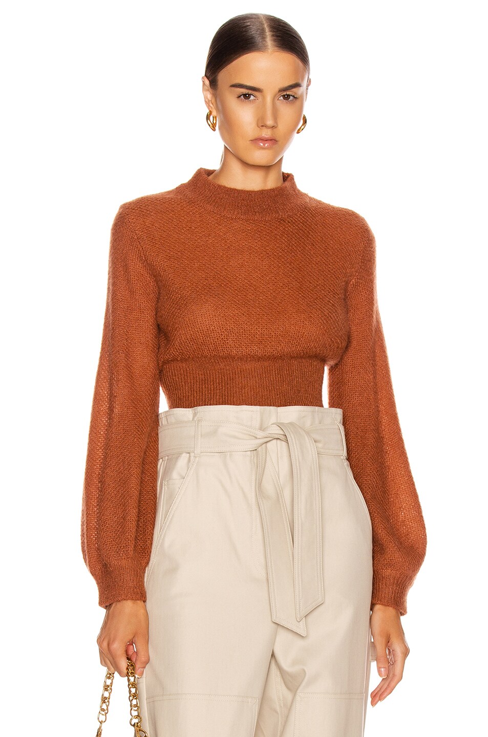 Image 1 of NICHOLAS Fine Mohair Blouson Sweater in Tobacco