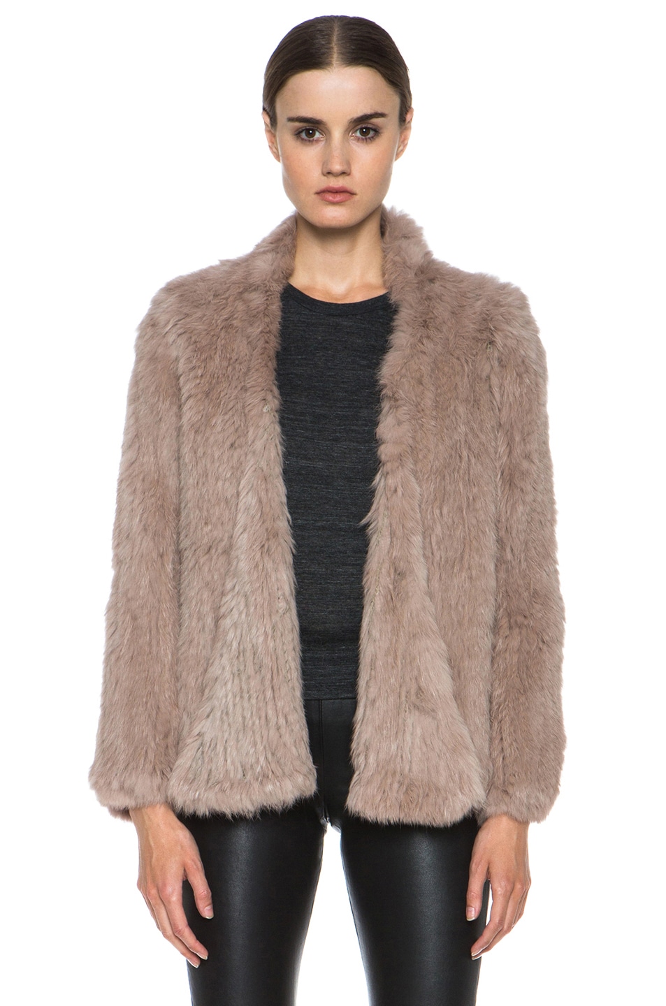 Image 1 of NICHOLAS Knitted Fur Jacket in Nude