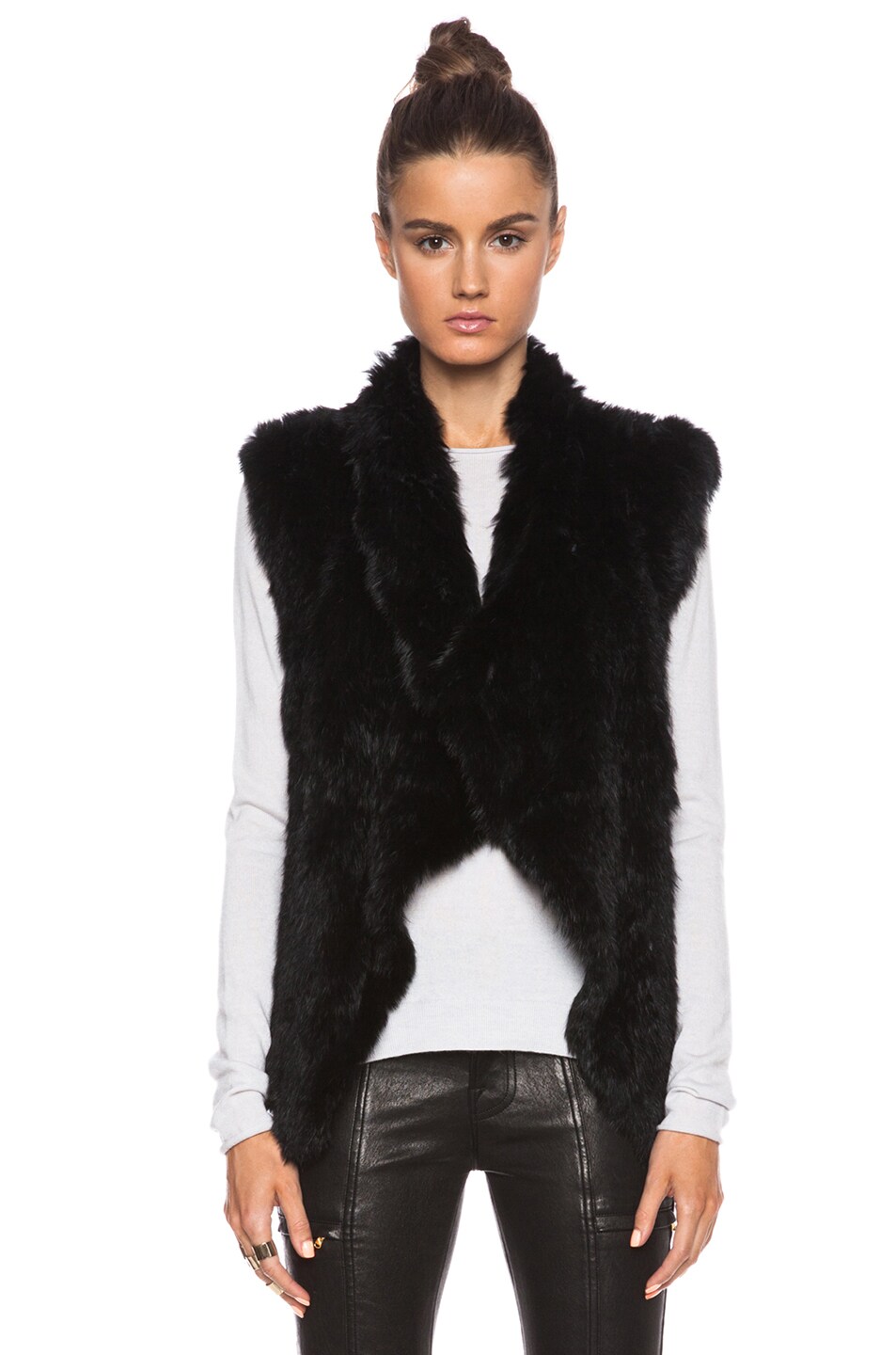 NICHOLAS Knitted Fur Vest in Black | FWRD