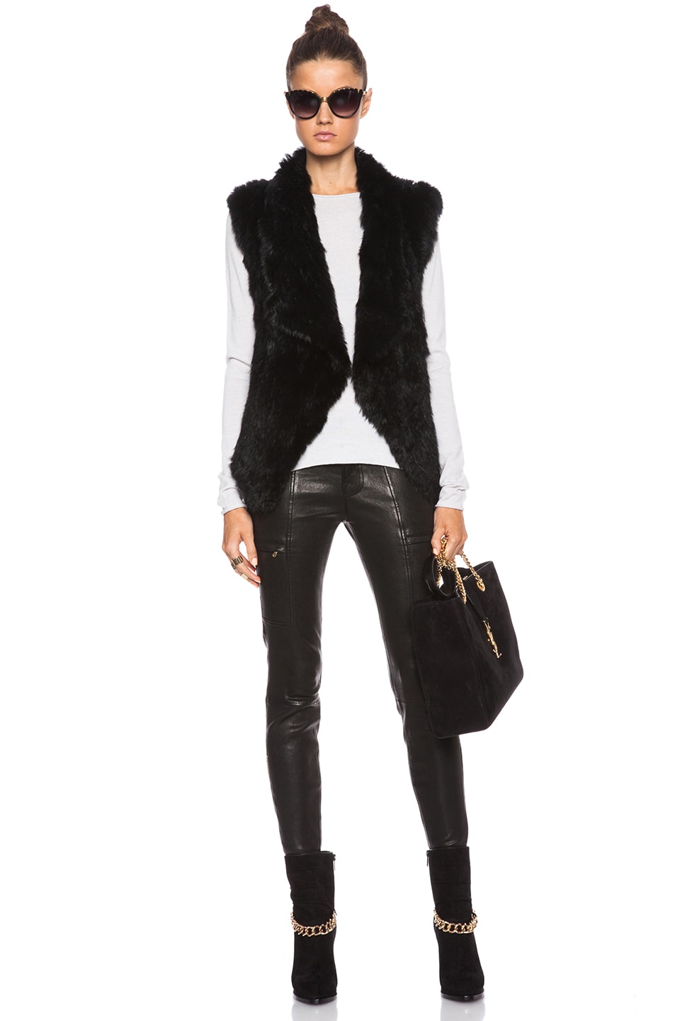 NICHOLAS Knitted Fur Vest in Black | FWRD