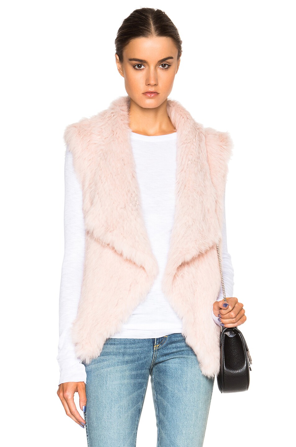 Image 1 of NICHOLAS Knitted Fur Vest in Blush
