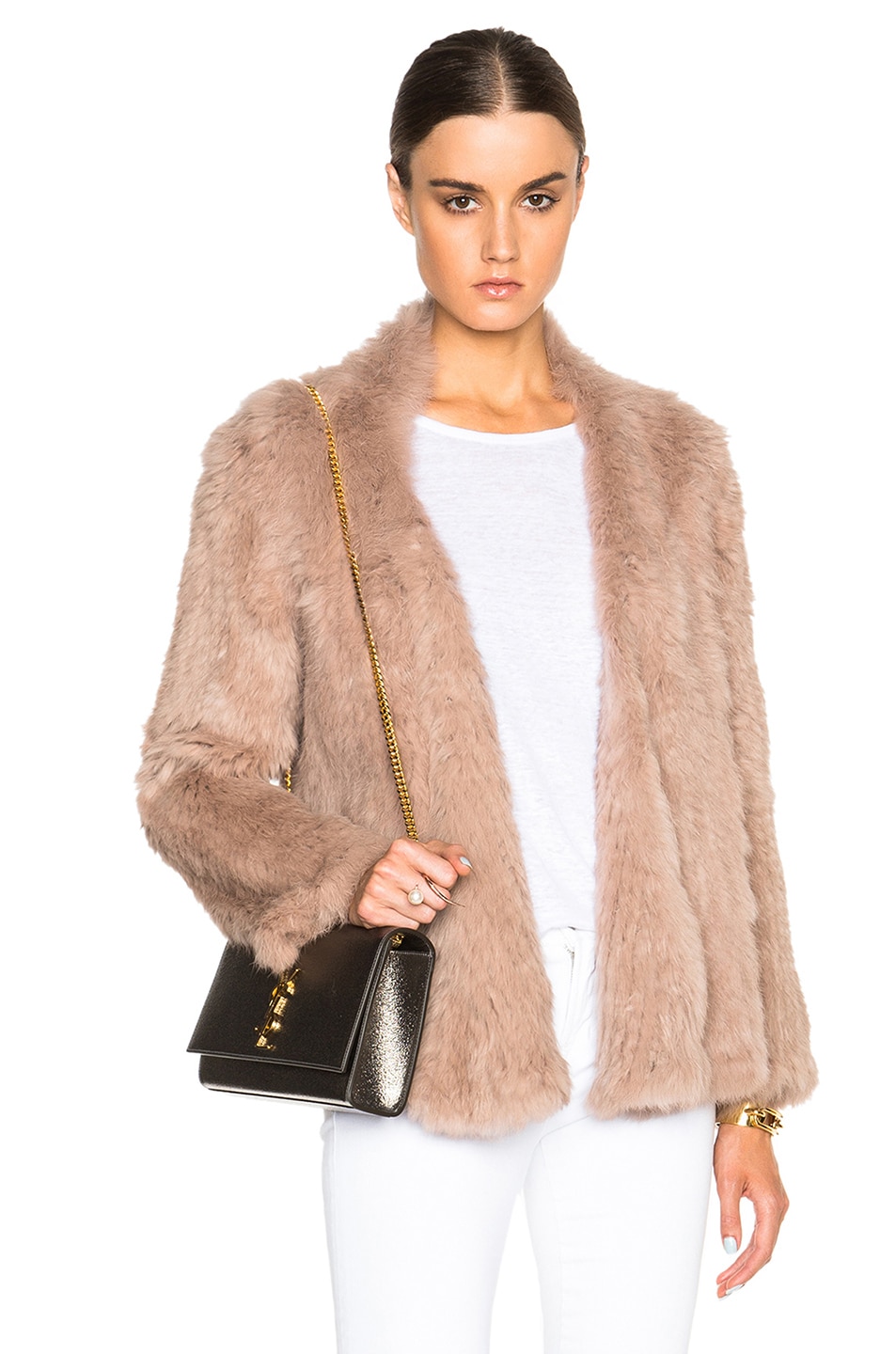 Image 1 of NICHOLAS Knitted Fur Jacket in Fawn