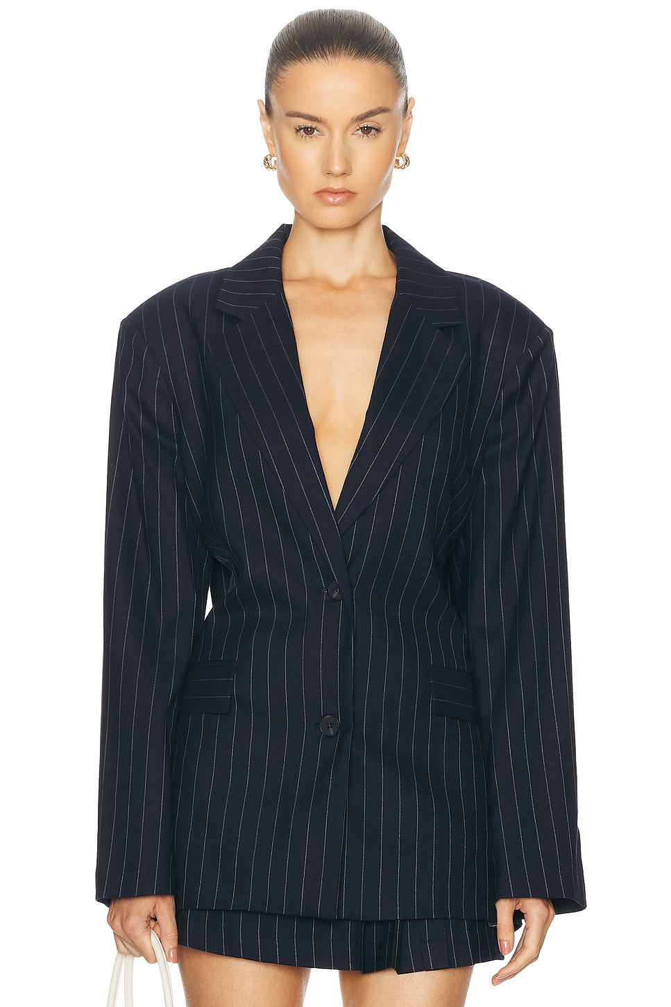 Nadia Open Back Split Blazer in Navy