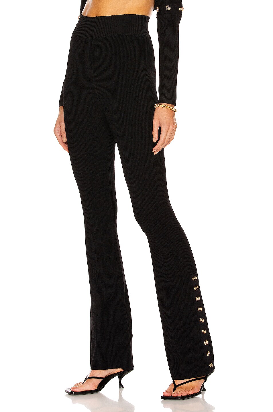 NICHOLAS Joy Rib Knit Flare Pant in Black | FWRD