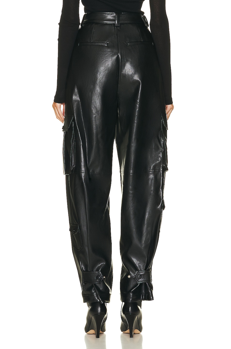 NICHOLAS Pippin Vegan Leather Cargo Pant in Black | FWRD
