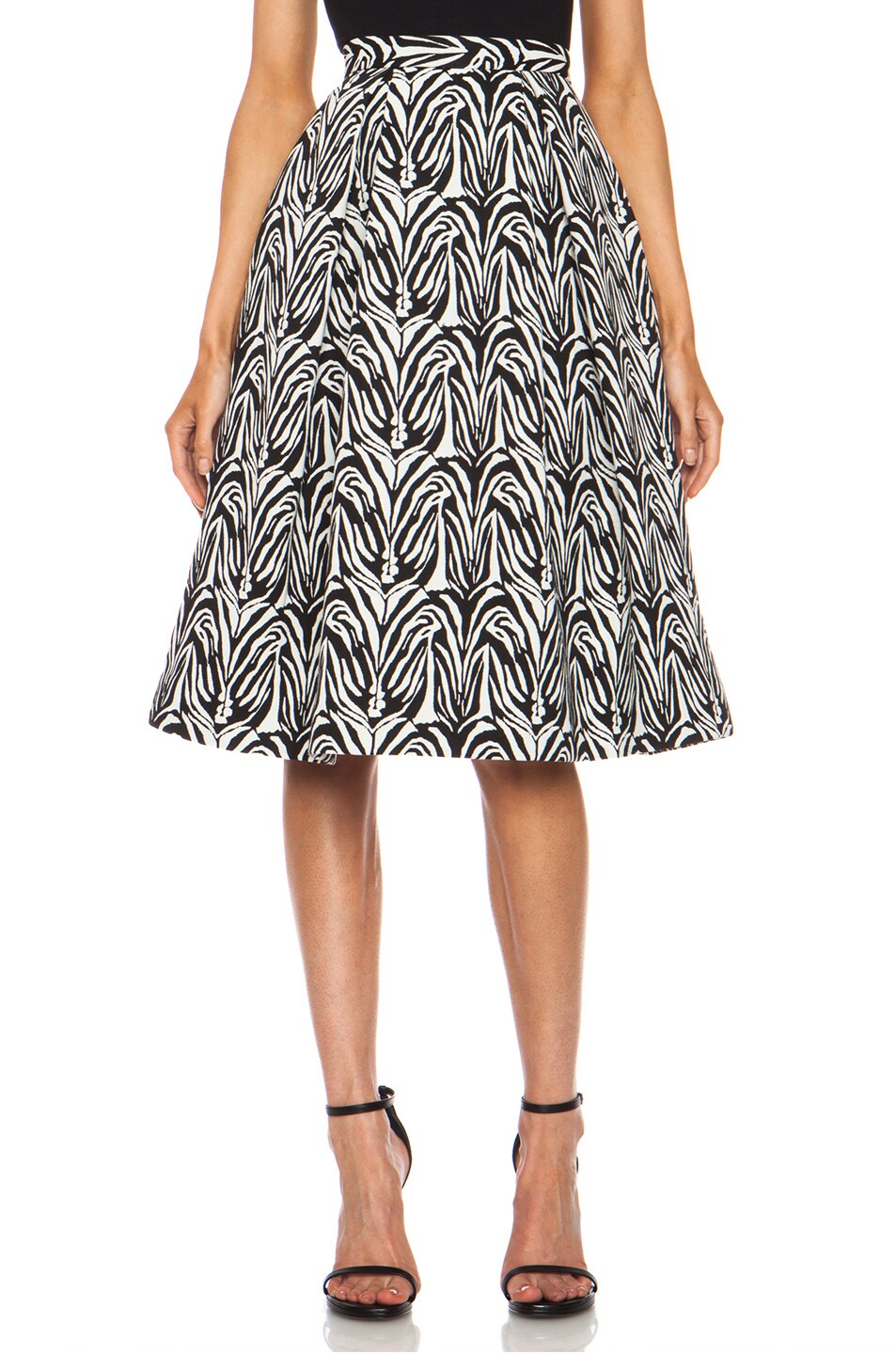 Image 1 of NICHOLAS Zebra Jacquard Ball Cotton-Blend Skirt in White & Black