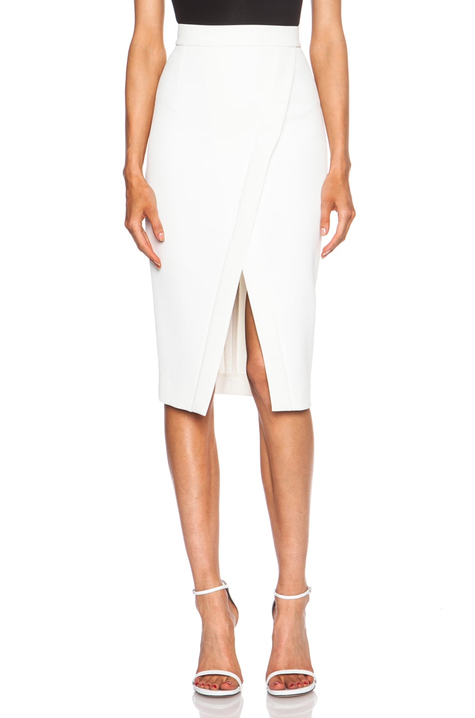 Image 1 of NICHOLAS Bonded Poly Crepe Cross Over Skirt in White