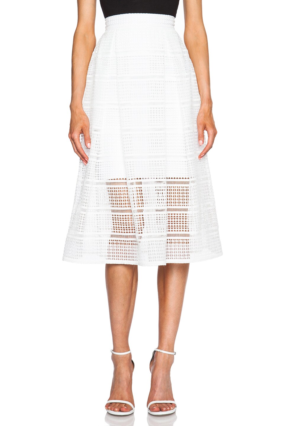 Image 1 of NICHOLAS Diamond Lace Ball Skirt in White