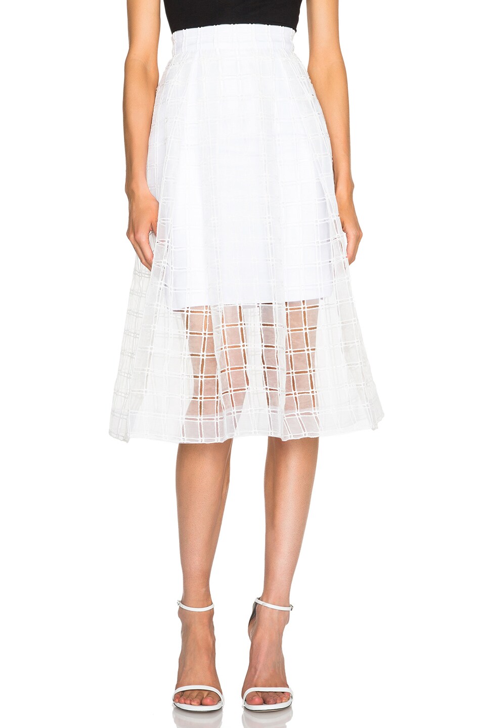 Image 1 of NICHOLAS Window Lace Ball Skirt in White