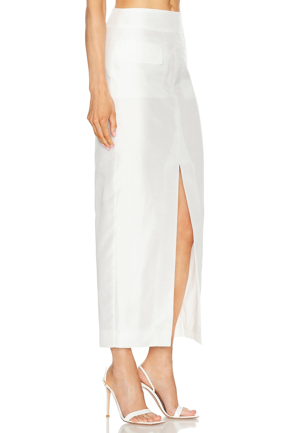 Shop Nicholas Carmella Front Split Pencil Skirt In Ivory