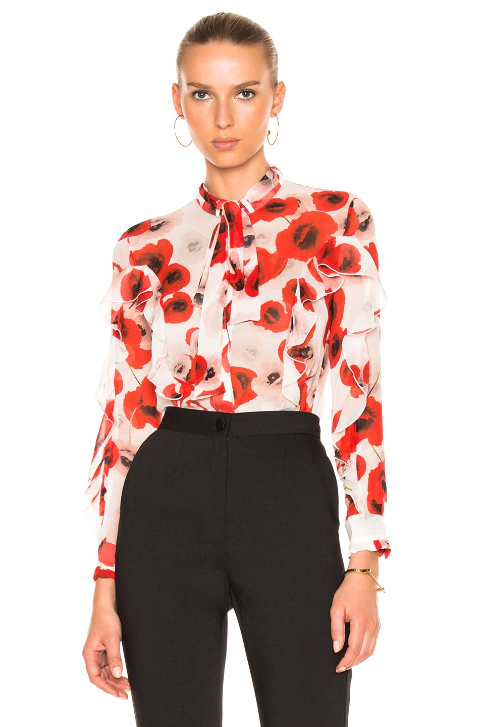Image 1 of NICHOLAS Poppy Floral Ruffle Top in Poppy Floral