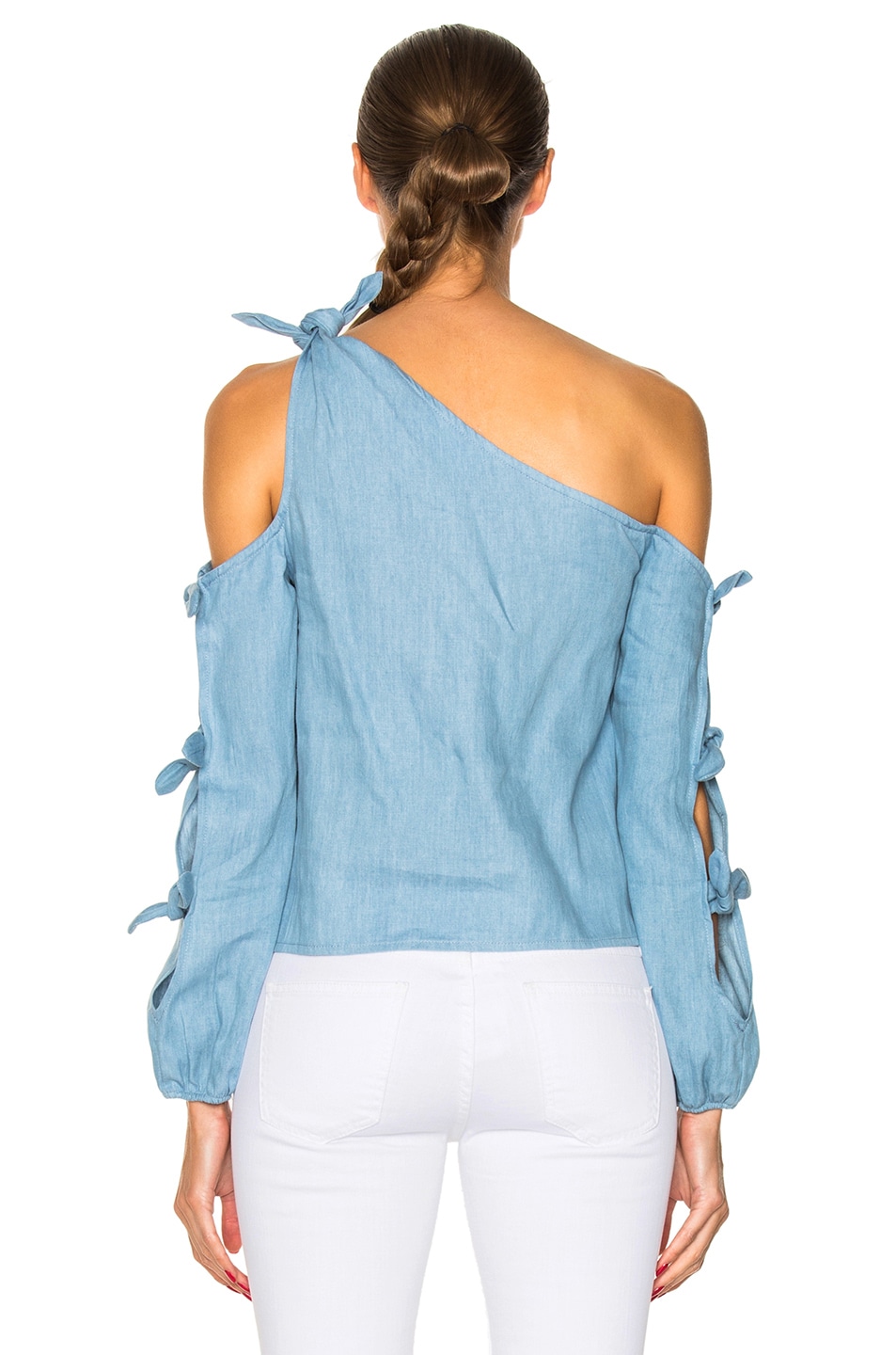 blue one shoulder top