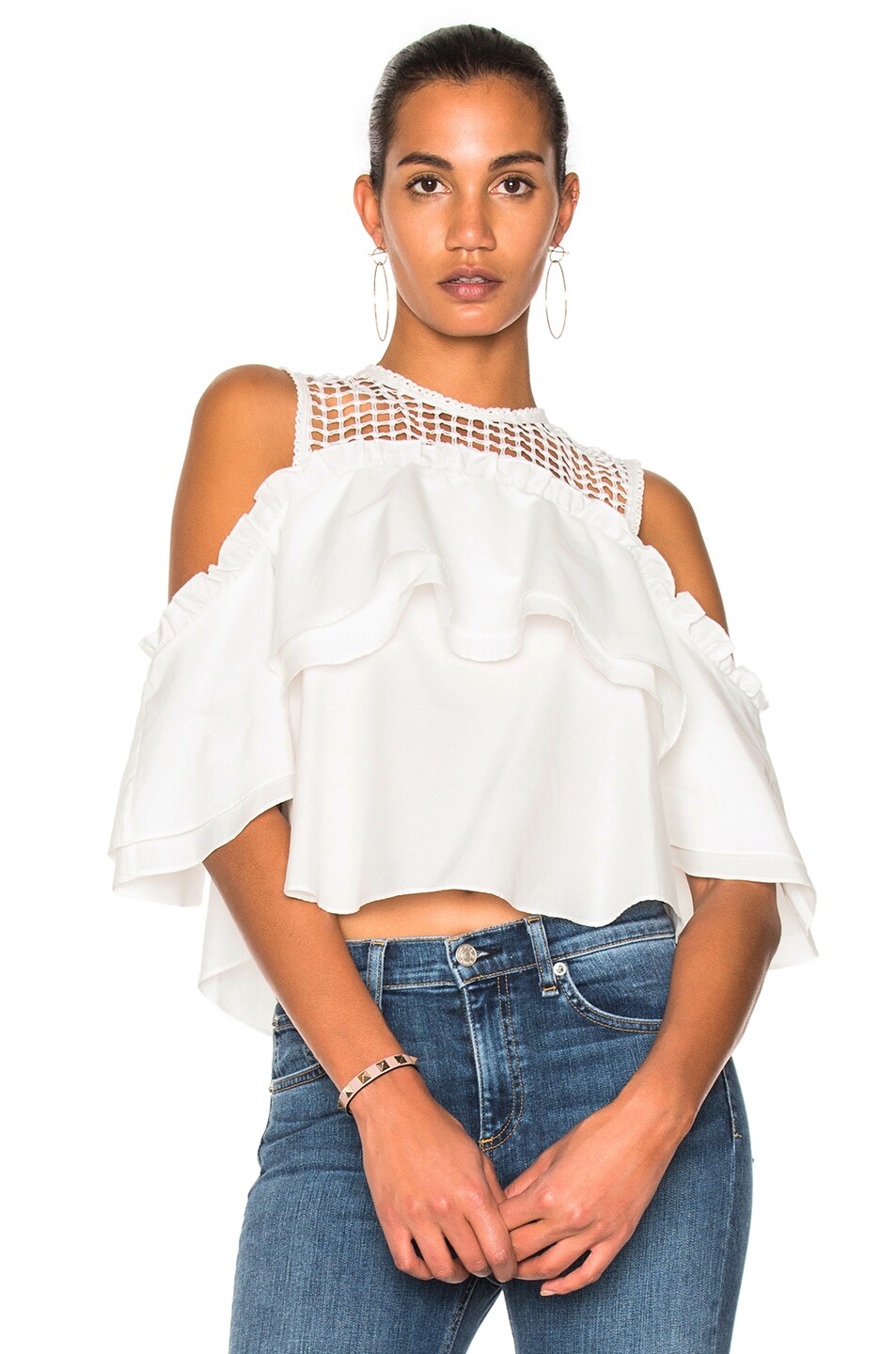 Image 1 of NICHOLAS Double Ruffle Top in Ivory
