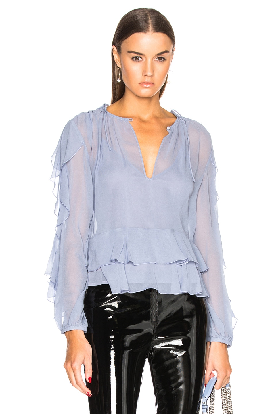 Image 1 of NICHOLAS Gathered Ruffle Blouse in Cloud