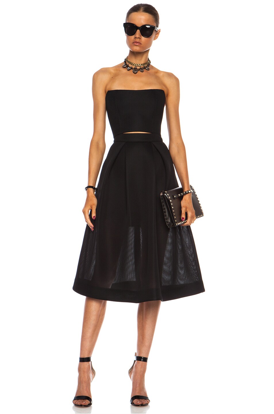 NICHOLAS Mesh Mini Bustier Top in Black FWRD