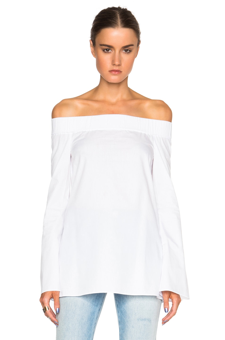 Image 1 of NICHOLAS Off Shoulder Bell Sleeve Top in White