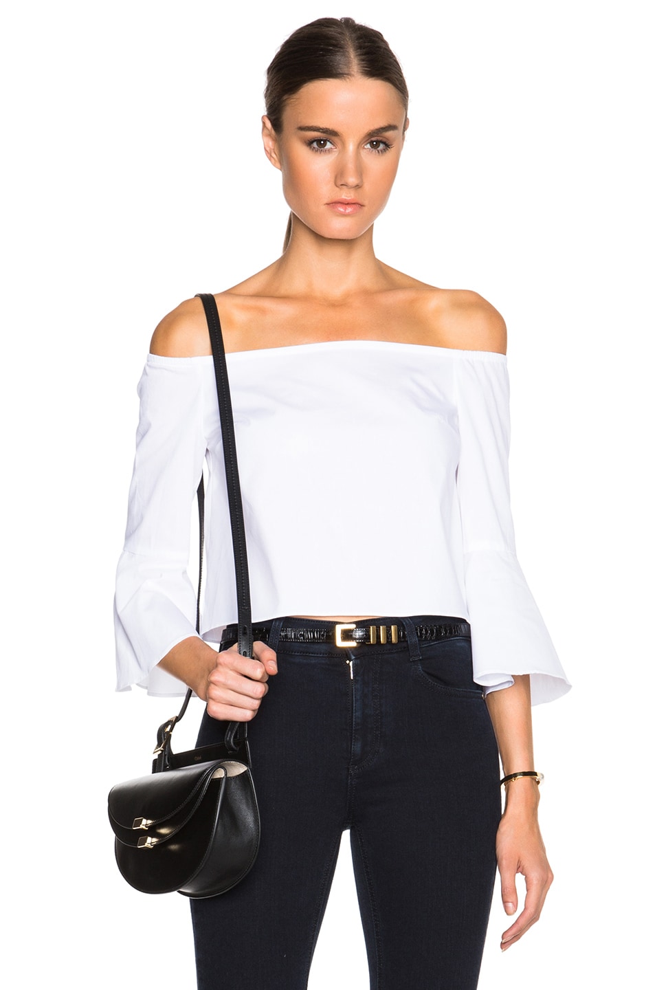 Image 1 of NICHOLAS Off Shoulder Elbow Flare Top in White