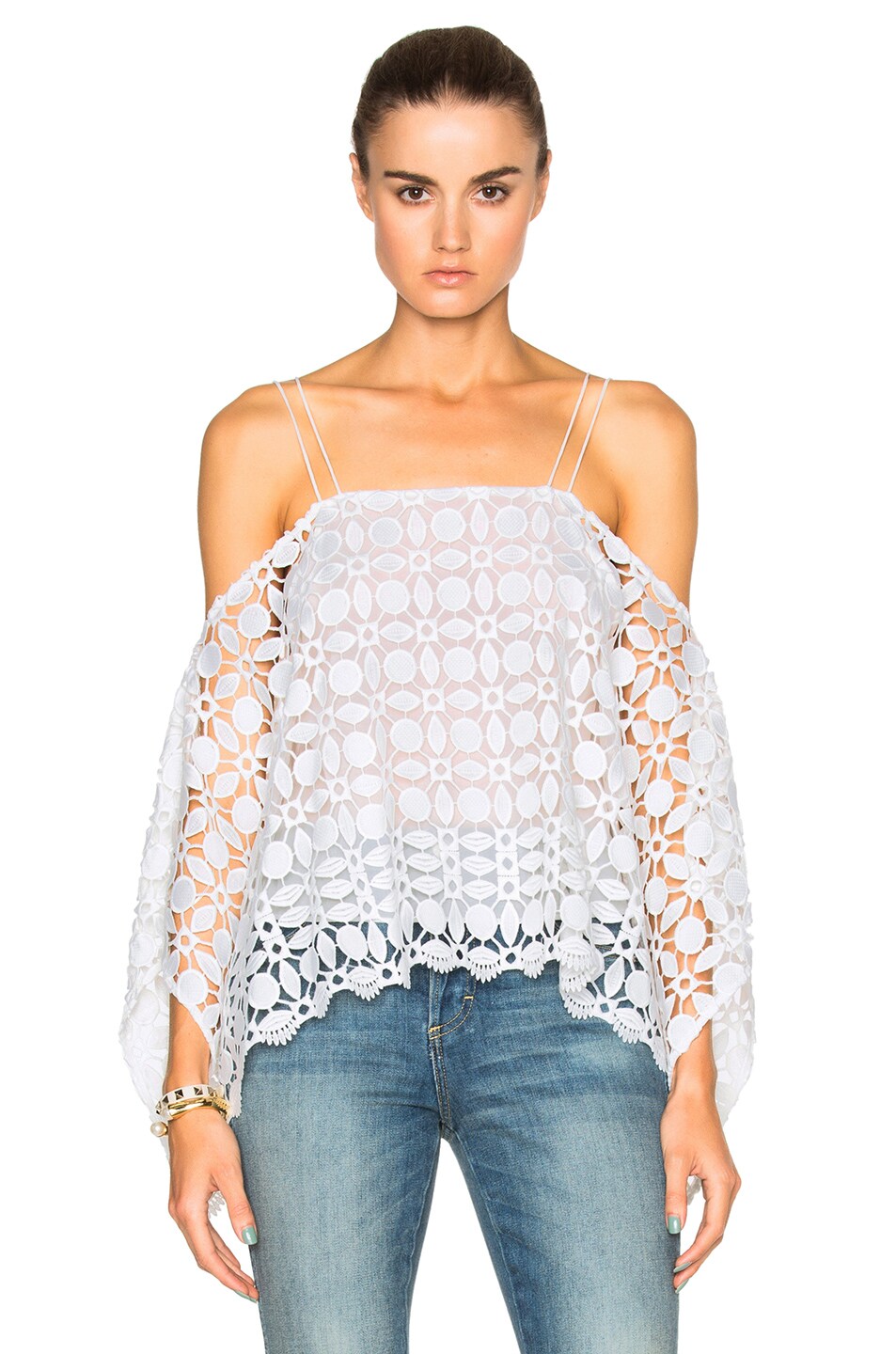 Image 1 of NICHOLAS Mosaic Lace Square Top in White
