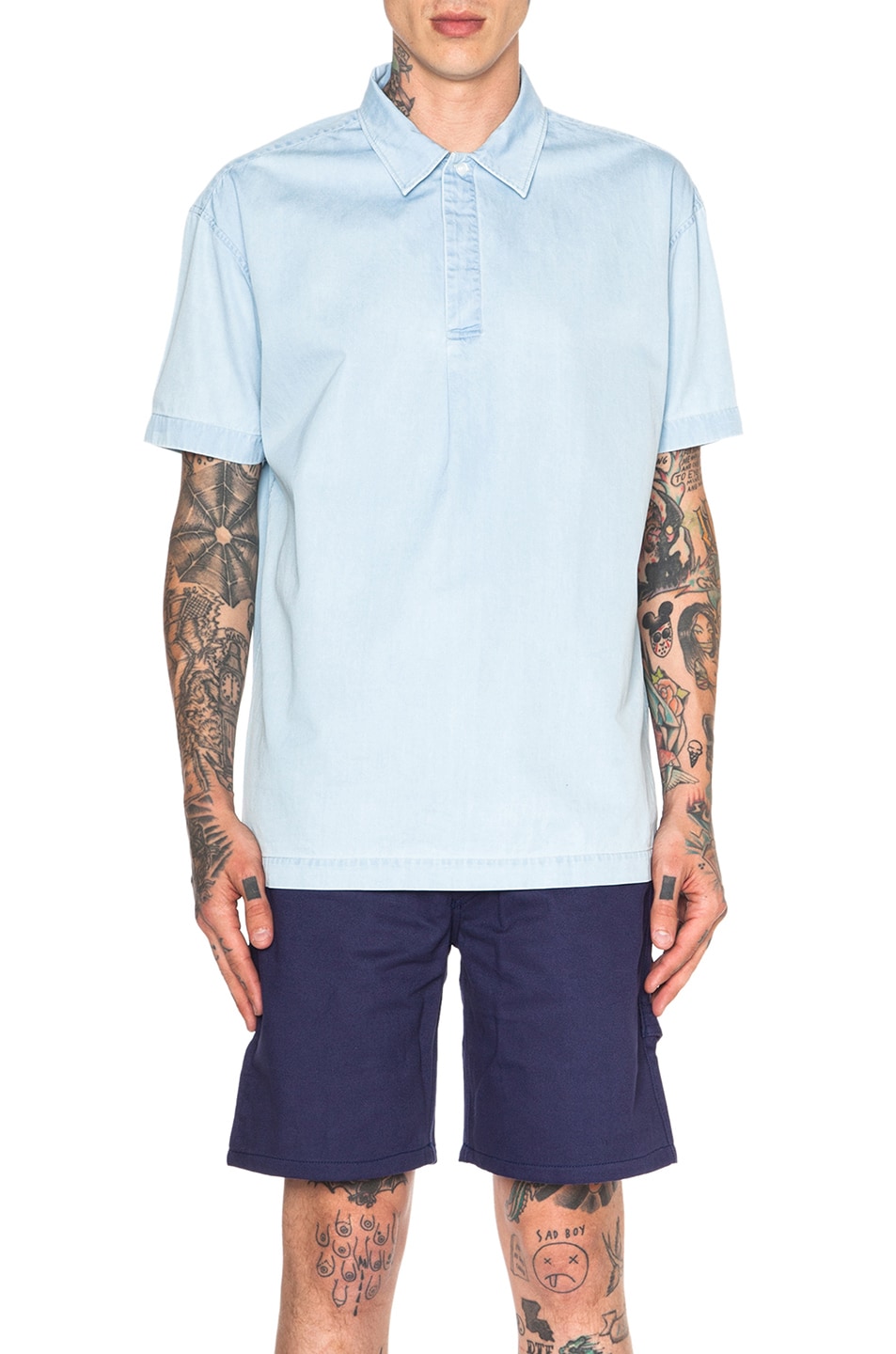 Image 1 of N.HOOLYWOOD Denim Popover Shirt in Blue