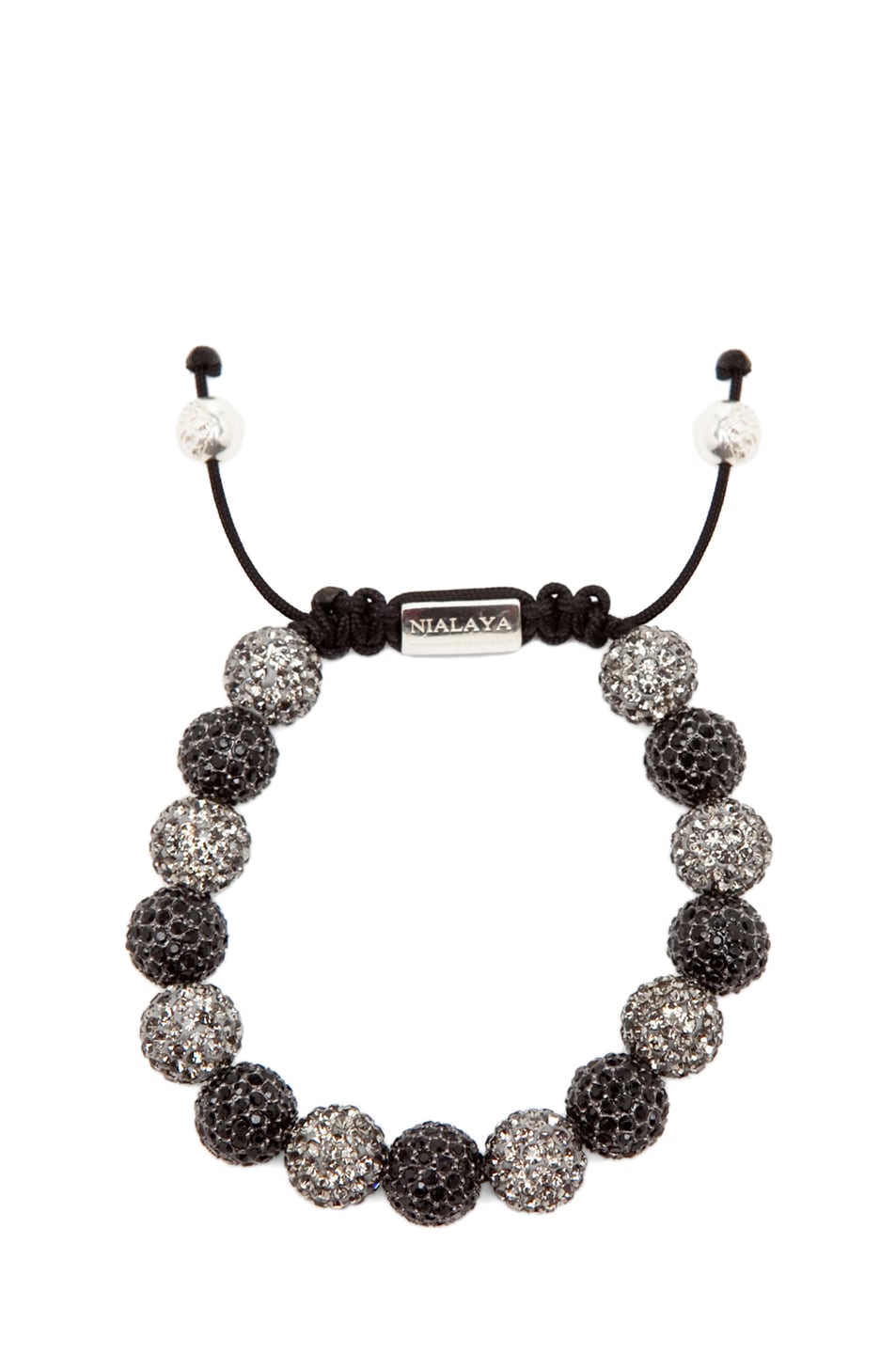 Image 1 of Nialaya Italian Crystal Bracelet in Grey & Black