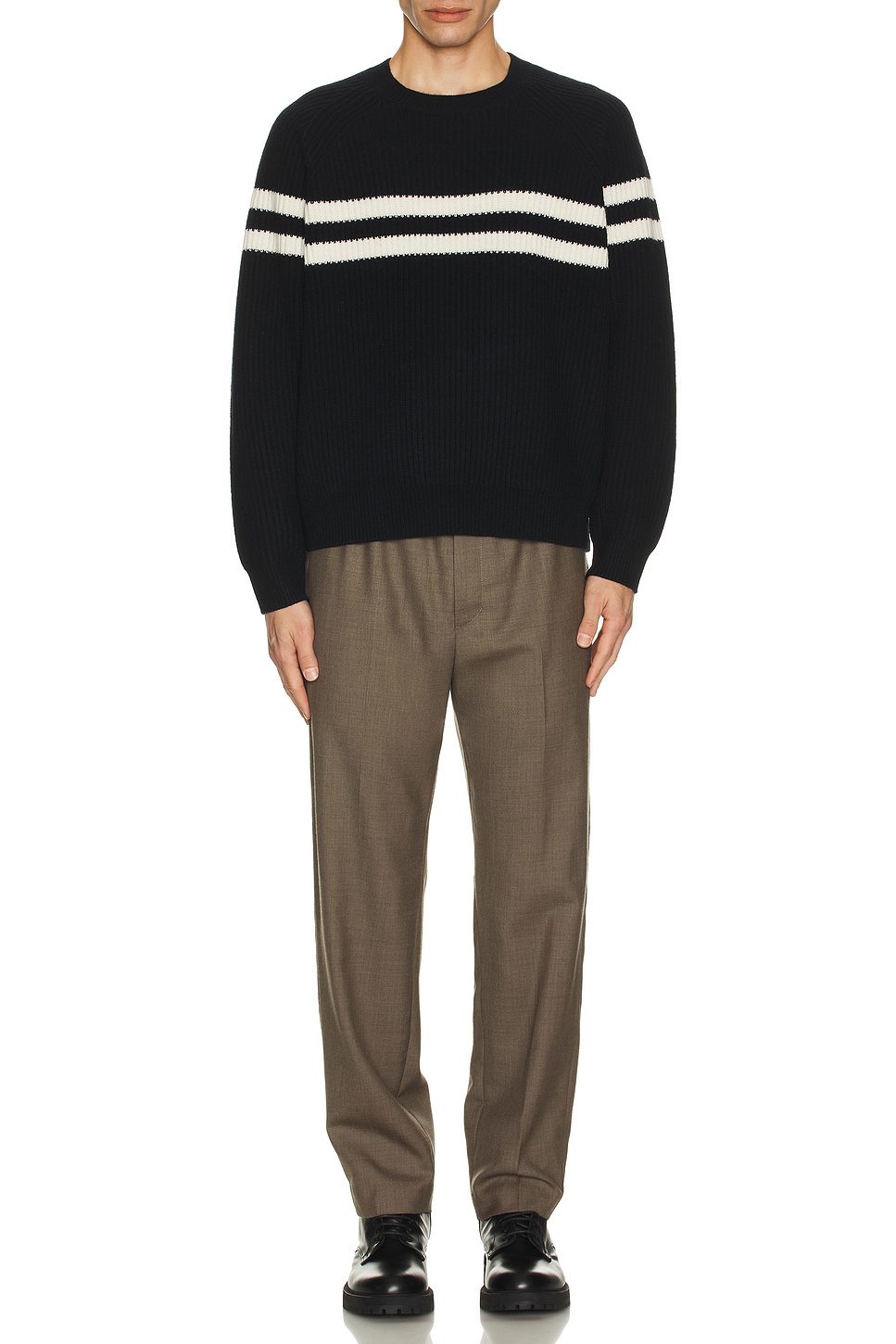 Image 1 of NILI LOTAN Darius Sweater in Dark Navy & Ivory