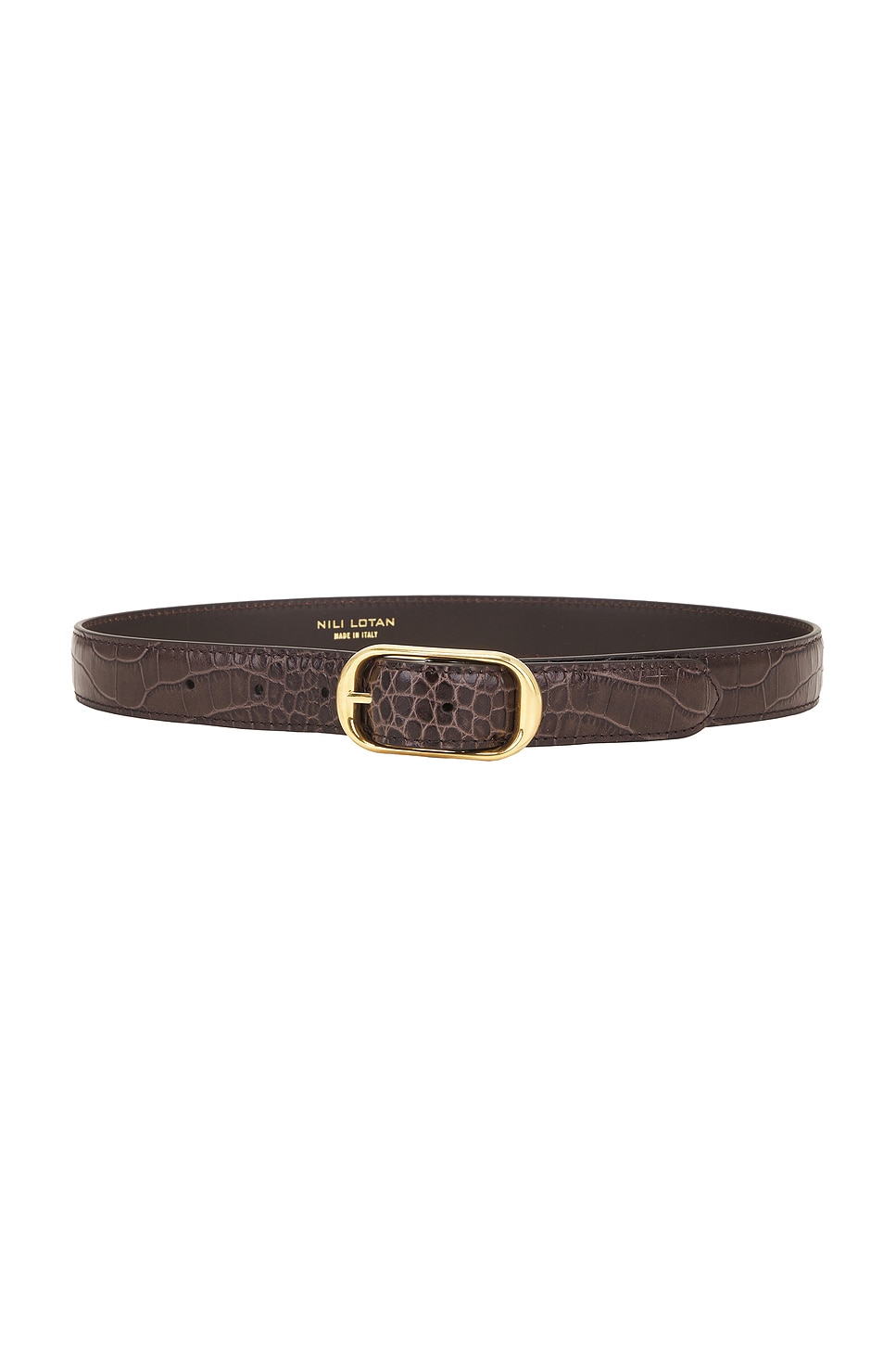 Shop Nili Lotan Reine Embossed Croc Belt In Espresso