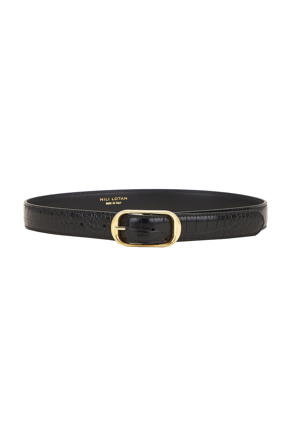 Shop Nili Lotan Reine Croc Belt In Black