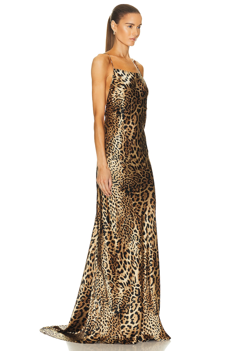 NILI LOTAN Elizabeth Leopard Gown in Brown Leopard Print | FWRD