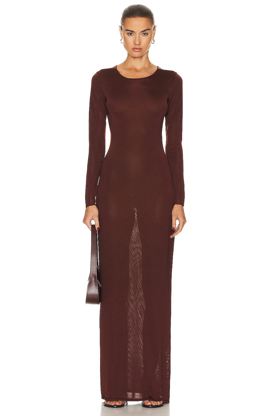 Image 1 of NILI LOTAN Caper Knitted Dress in TOBACCO