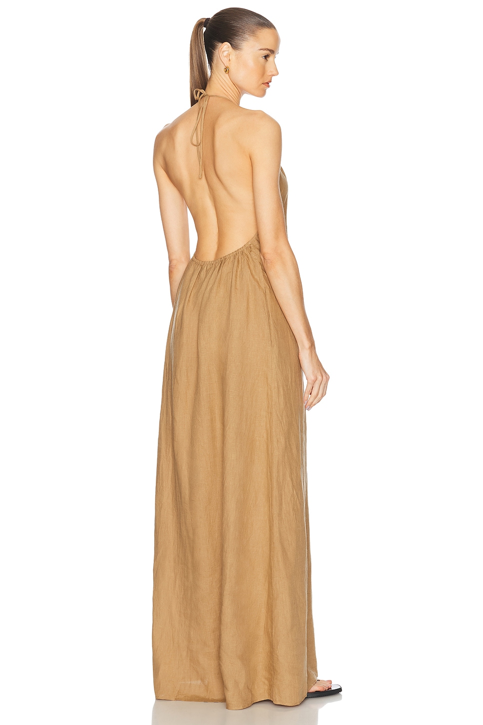 Image 1 of NILI LOTAN Lelia Halterneck Dress in Khaki