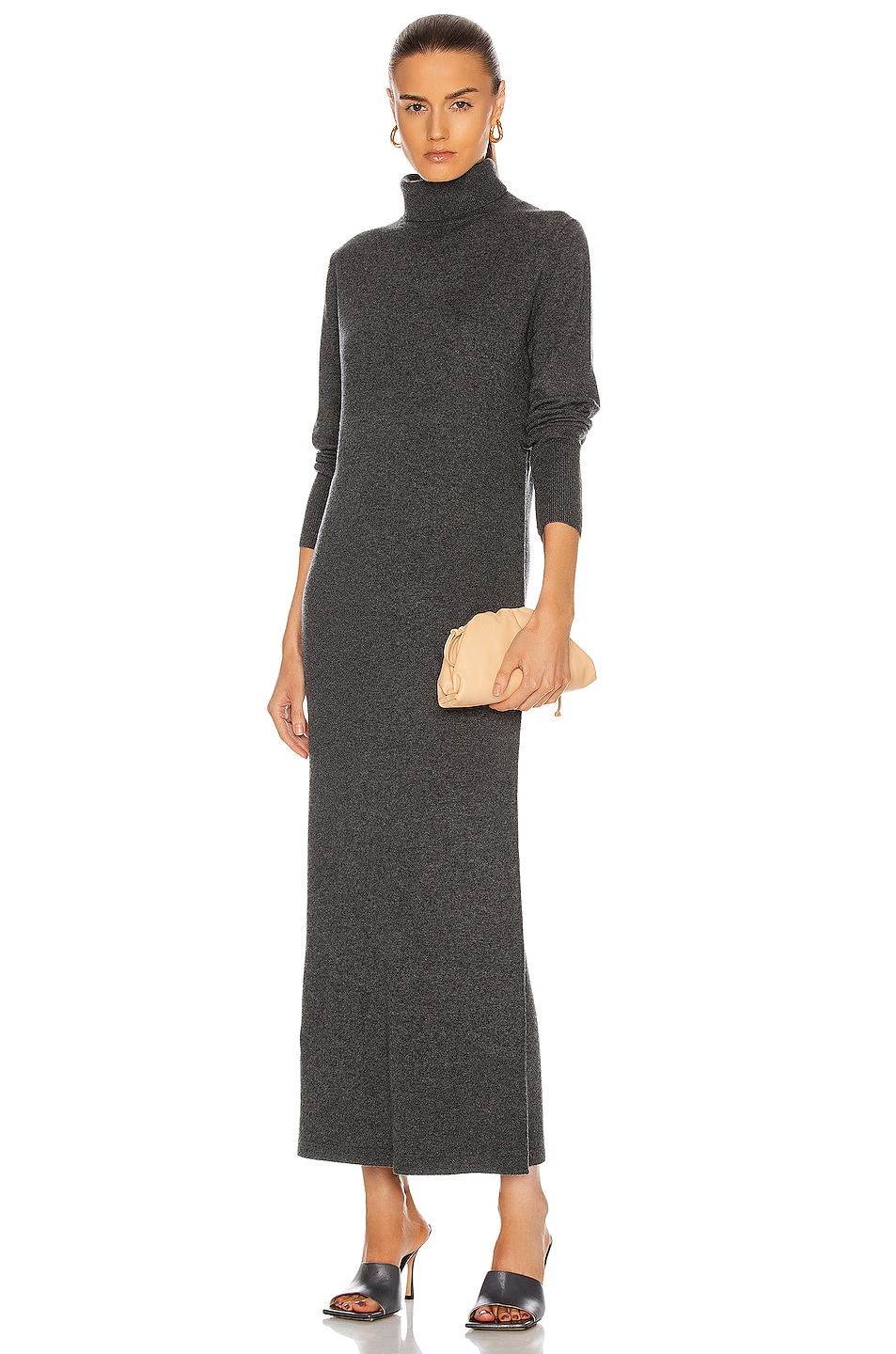 Image 1 of NILI LOTAN Cassandra Cashmere Dress in Charcoal