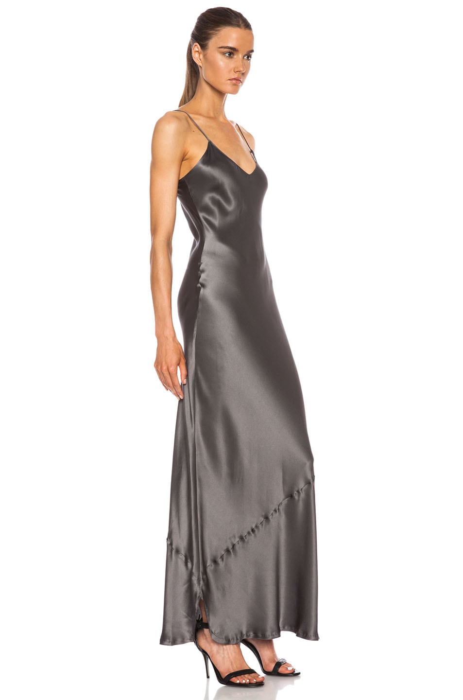 NILI LOTAN Maxi Cami Silk Dress in Graphite | FWRD