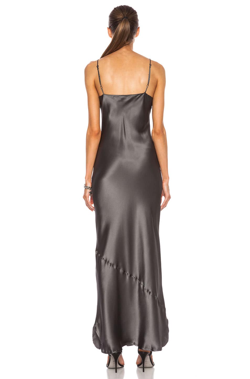 NILI LOTAN Maxi Cami Silk Dress in Graphite | FWRD