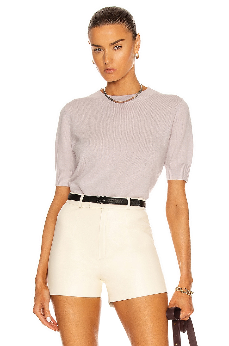 Image 1 of NILI LOTAN Andie Cashmere Crewneck Sweater in Lilac