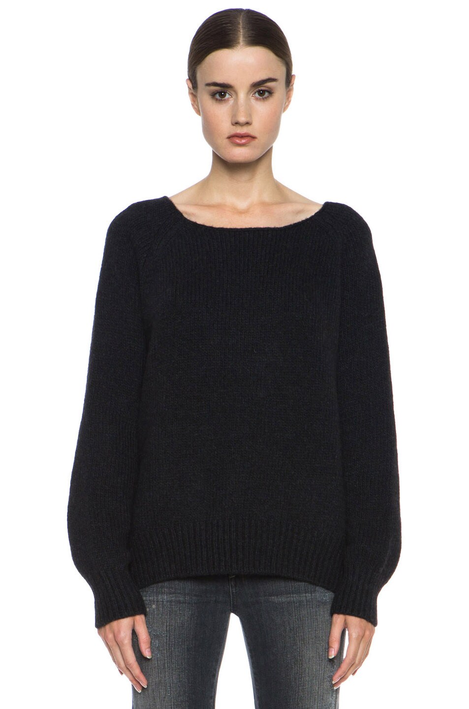 Image 1 of NILI LOTAN Oversized Raglan Sweater in Charcoal Black