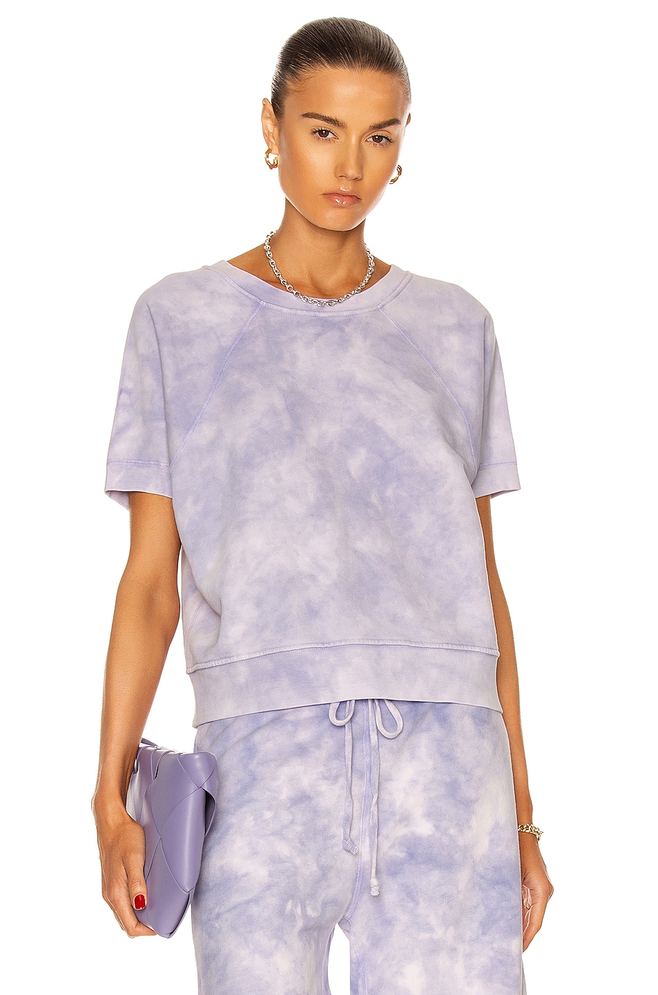 Image 1 of NILI LOTAN Ciara Sweatshirt in Light Lavender Tie Dye