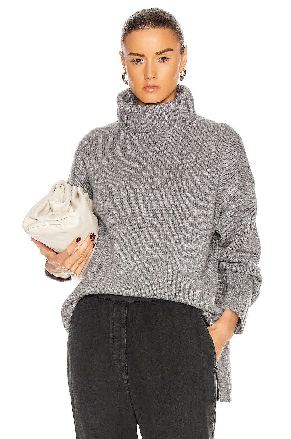 Image 1 of NILI LOTAN Brently Cashmere Sweater in Heather Grey