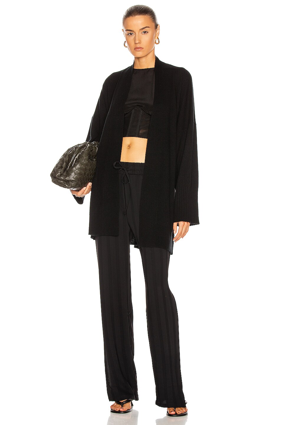 Image 1 of NILI LOTAN Mackenzie Cashmere Kimono Cardigan in Black