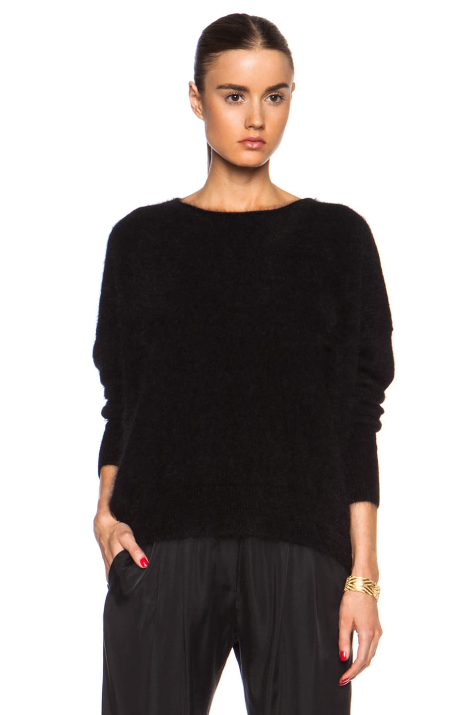 Image 1 of NILI LOTAN Oversized Angora-Blend Sweater in Black