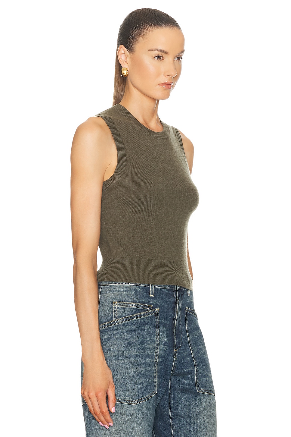 Shop Nili Lotan May Sweater Tank Top In Dark Moss