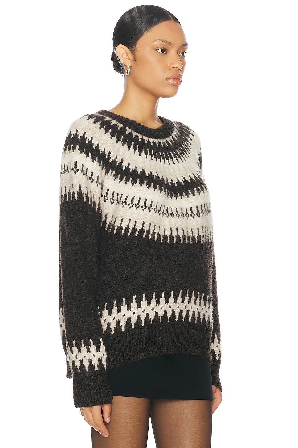 Shop Nili Lotan Genevive Sweater In Chocolate Fairisle