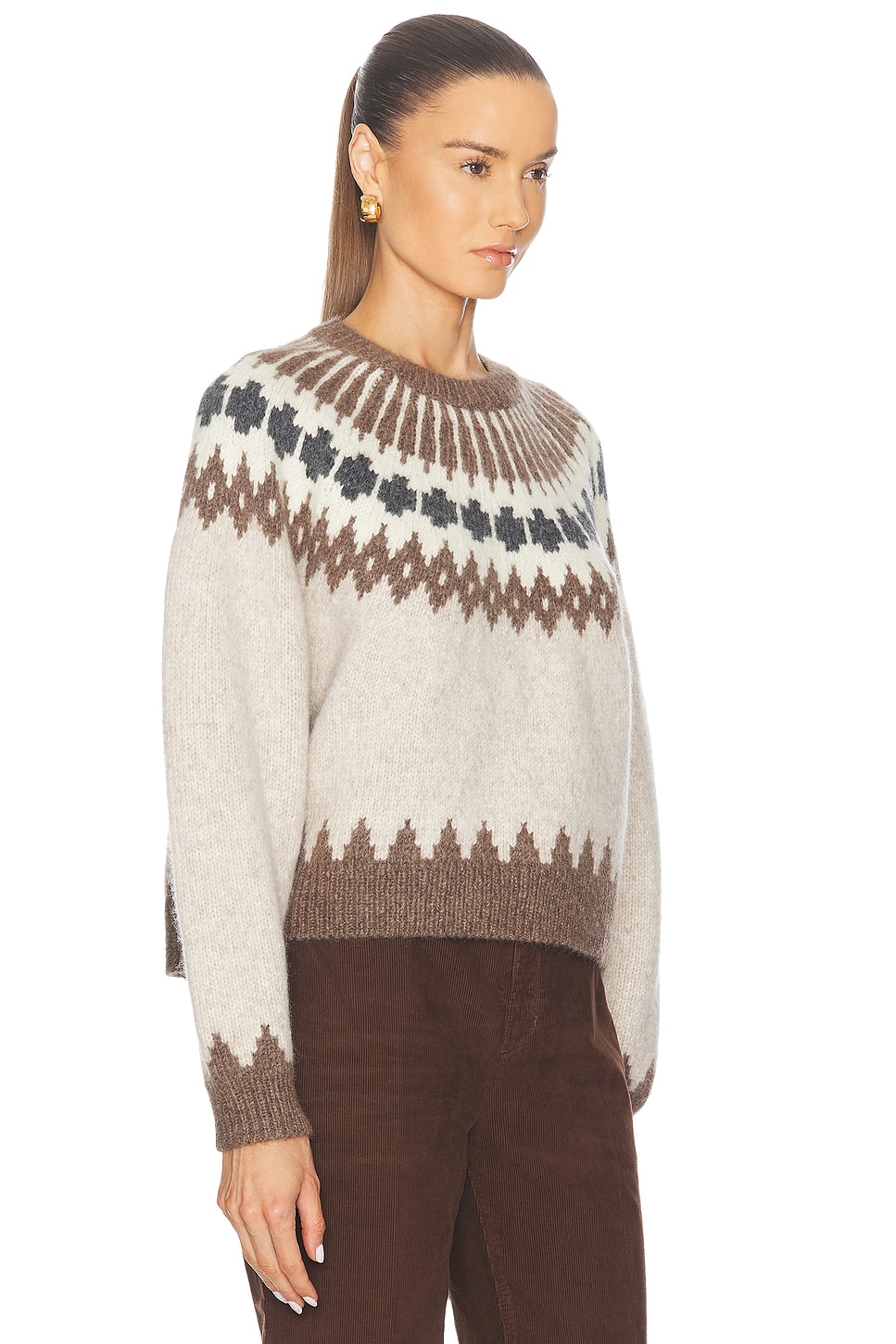 Shop Nili Lotan Alena Sweater In Oatmeal Fairisle