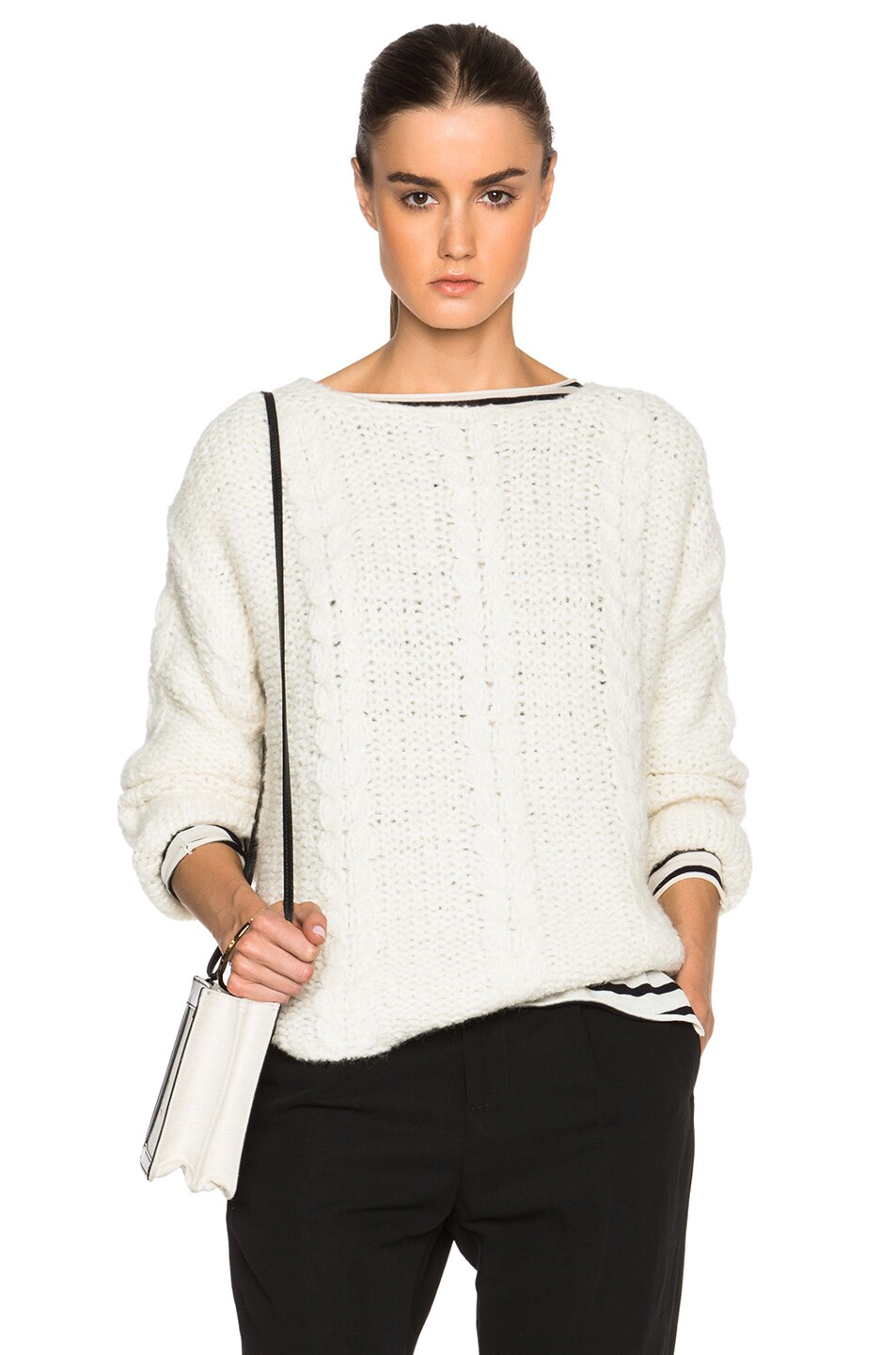 Image 1 of NILI LOTAN Ballet Neck Sweater in Ivory