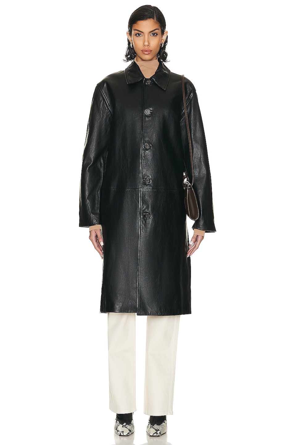 NILI LOTAN Abel Leather Coat in BLACK | FWRD