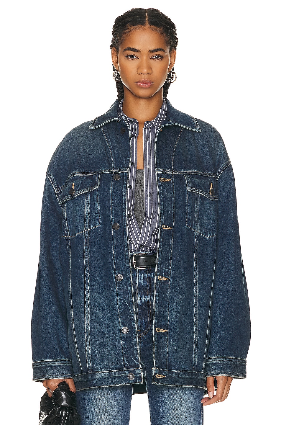 Image 1 of NILI LOTAN Adam Oversized Denim Jacket in SIMON WASH