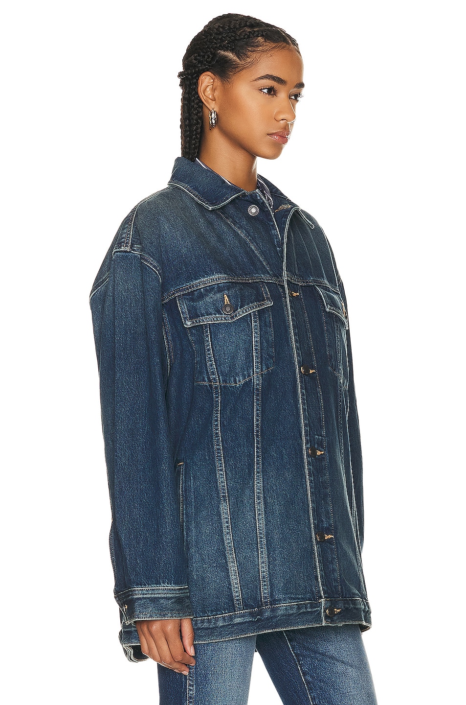 NILI LOTAN Adam Oversized Denim Jacket in SIMON WASH | FWRD