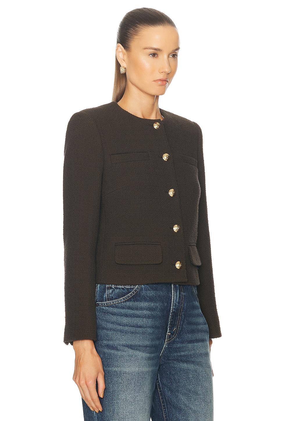 Shop Nili Lotan Tweed Jacket In Espresso