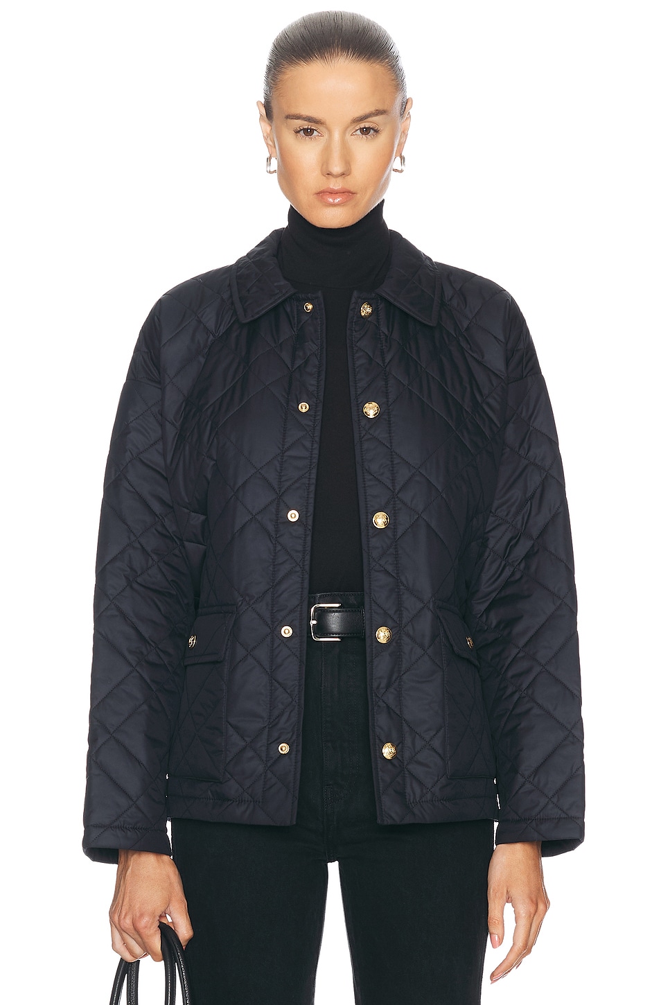 Image 1 of NILI LOTAN Helah Quilted Parka in Dark Navy