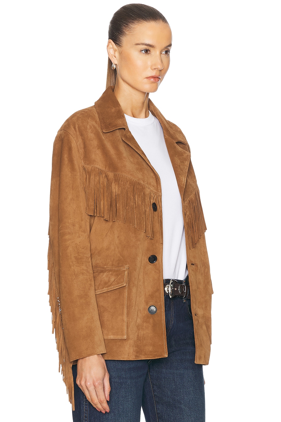 Nili Lotan Maelle Fringed Suede Jacket In Martora